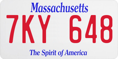 MA license plate 7KY648