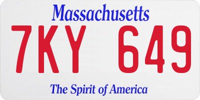 MA license plate 7KY649