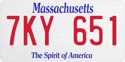 MA license plate 7KY651