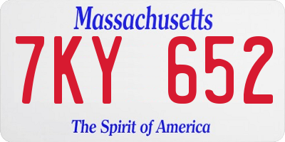 MA license plate 7KY652