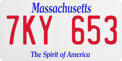 MA license plate 7KY653