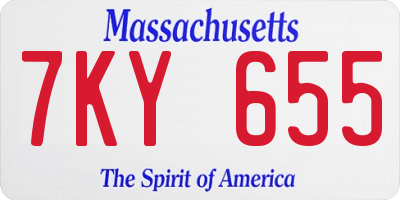 MA license plate 7KY655