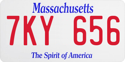 MA license plate 7KY656