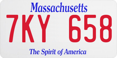 MA license plate 7KY658