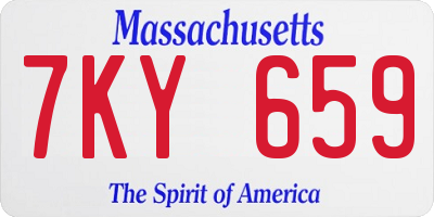 MA license plate 7KY659