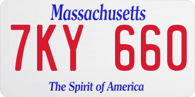MA license plate 7KY660