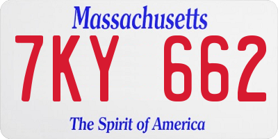 MA license plate 7KY662