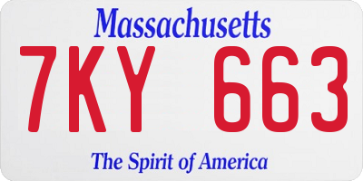 MA license plate 7KY663