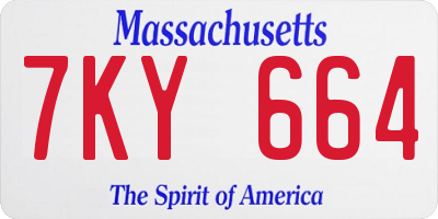 MA license plate 7KY664