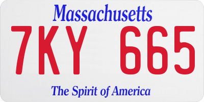 MA license plate 7KY665