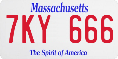 MA license plate 7KY666