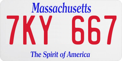 MA license plate 7KY667