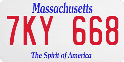 MA license plate 7KY668