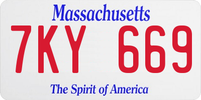 MA license plate 7KY669