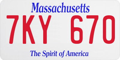 MA license plate 7KY670