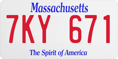 MA license plate 7KY671