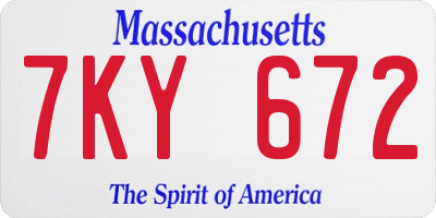 MA license plate 7KY672
