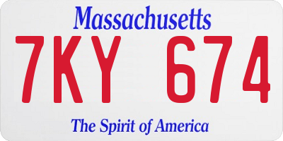MA license plate 7KY674