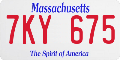 MA license plate 7KY675