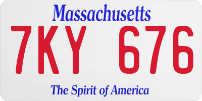 MA license plate 7KY676