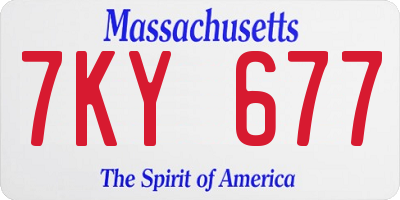 MA license plate 7KY677