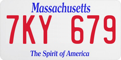 MA license plate 7KY679