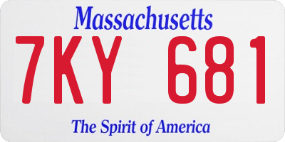 MA license plate 7KY681