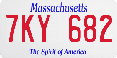 MA license plate 7KY682
