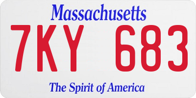 MA license plate 7KY683
