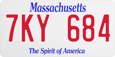 MA license plate 7KY684