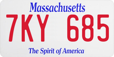 MA license plate 7KY685
