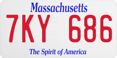 MA license plate 7KY686