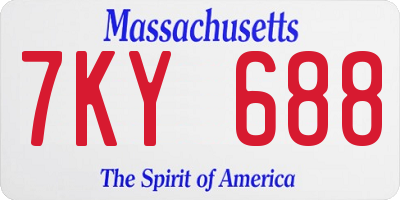 MA license plate 7KY688
