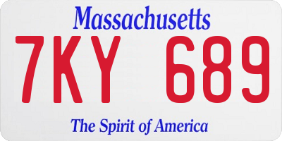 MA license plate 7KY689
