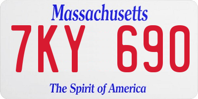 MA license plate 7KY690