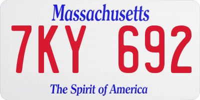 MA license plate 7KY692