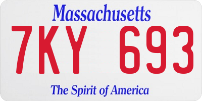 MA license plate 7KY693