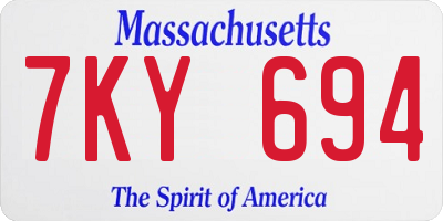 MA license plate 7KY694