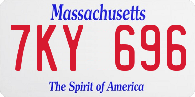 MA license plate 7KY696