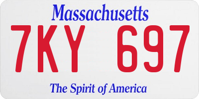 MA license plate 7KY697