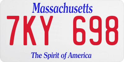 MA license plate 7KY698
