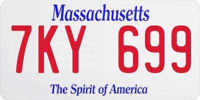 MA license plate 7KY699