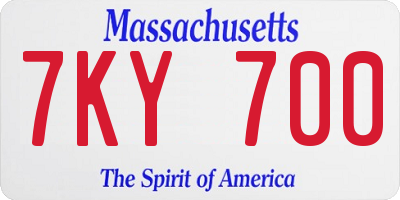 MA license plate 7KY700