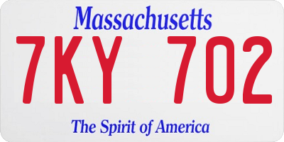 MA license plate 7KY702