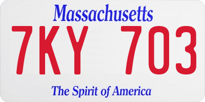 MA license plate 7KY703
