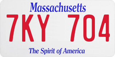 MA license plate 7KY704
