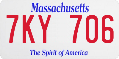 MA license plate 7KY706