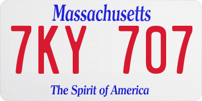 MA license plate 7KY707