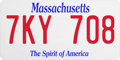 MA license plate 7KY708