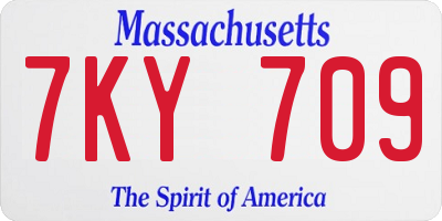 MA license plate 7KY709